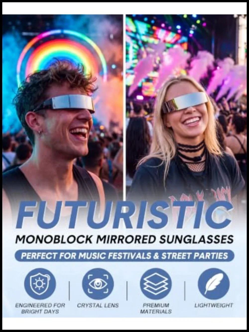 6 Pairs Retro Futuristic Visor Sunglasses for Parties Festivals Cosplay Costume
